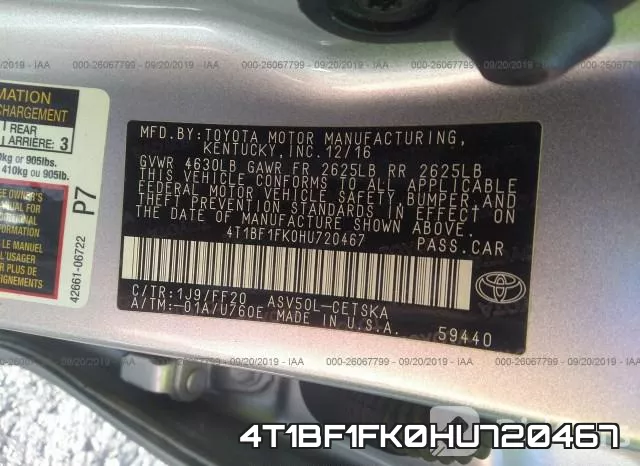 4T1BF1FK0HU720467