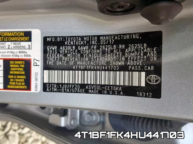 4T1BF1FK4HU441703