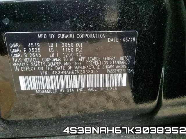 4S3BNAH67K3038352