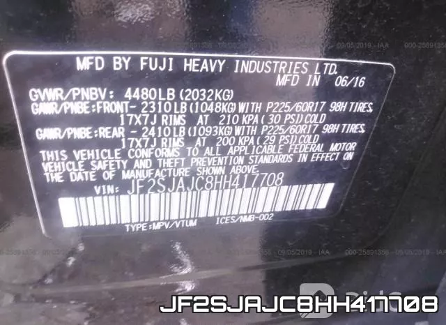 JF2SJAJC8HH417708