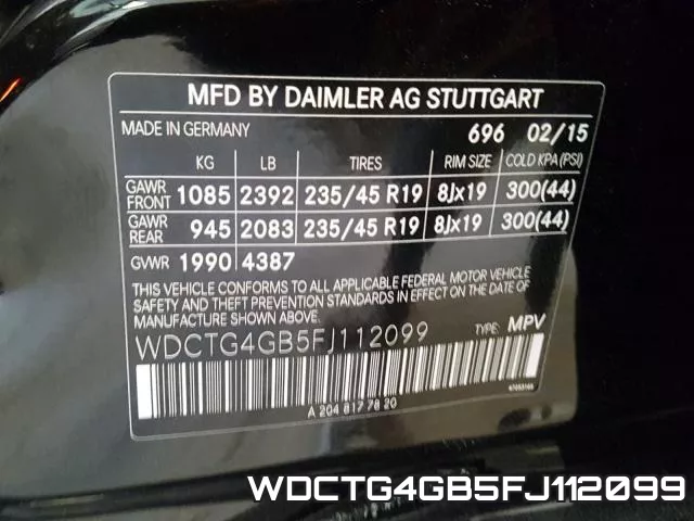 WDCTG4GB5FJ112099