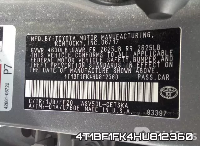4T1BF1FK4HU812360