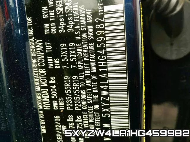 5XYZW4LA1HG459982