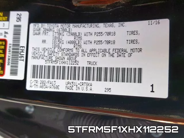5TFRM5F1XHX112252