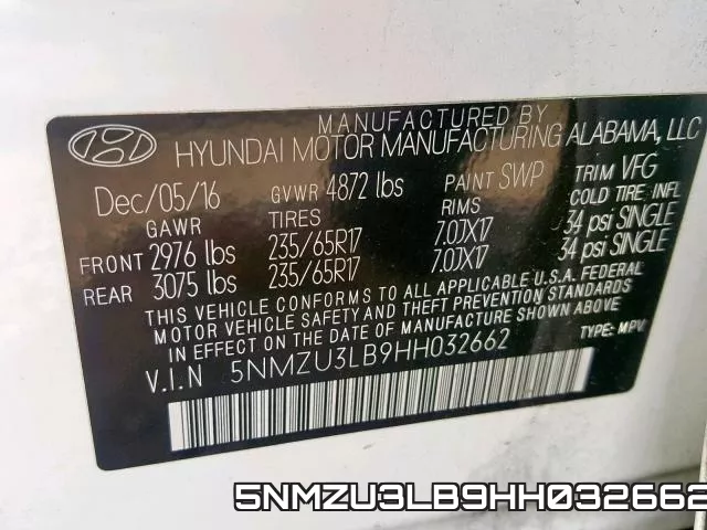 5NMZU3LB9HH032662