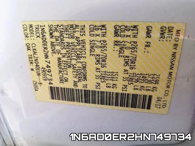 1N6AD0ER2HN749734