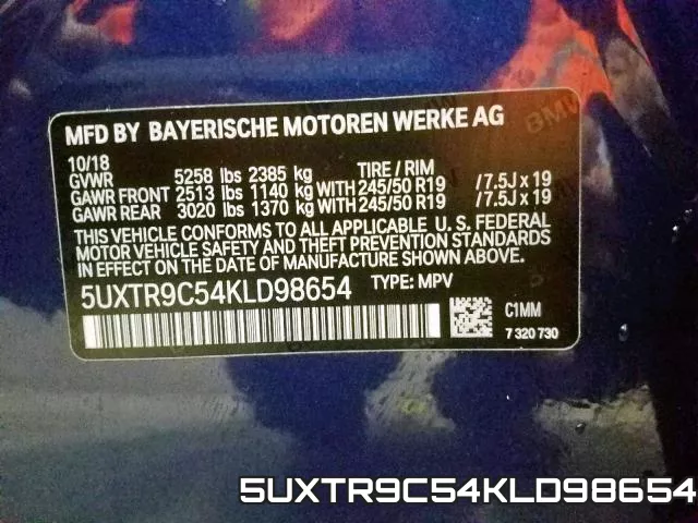 5UXTR9C54KLD98654