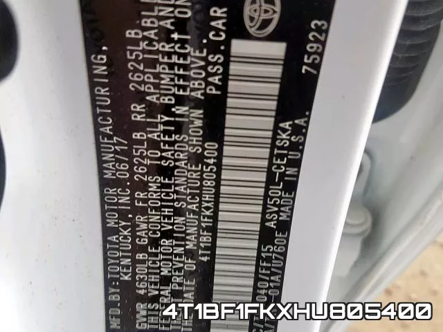 4T1BF1FKXHU805400