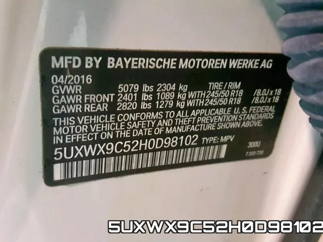5UXWX9C52H0D98102