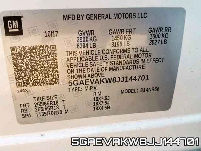 5GAEVAKW8JJ144701