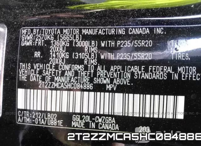 2T2ZZMCA5HC084886
