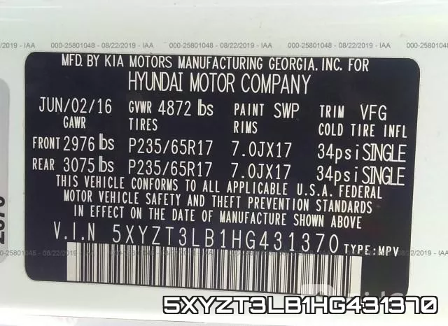 5XYZT3LB1HG431370