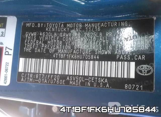 4T1BF1FK6HU705844