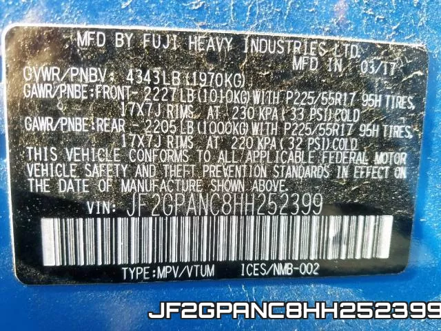 JF2GPANC8HH252399