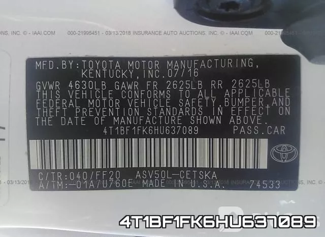 4T1BF1FK6HU637089
