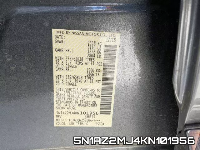 5N1AZ2MJ4KN101956
