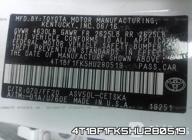 4T1BF1FK5HU280519