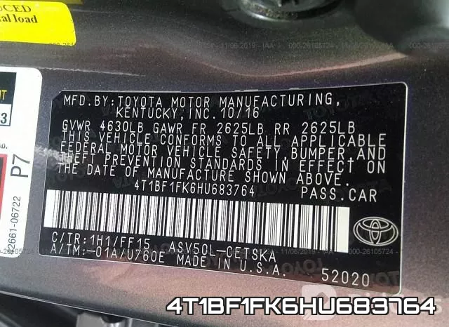 4T1BF1FK6HU683764