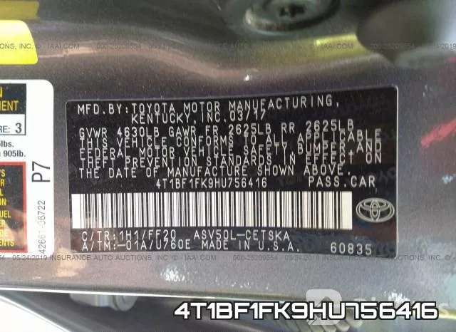 4T1BF1FK9HU756416