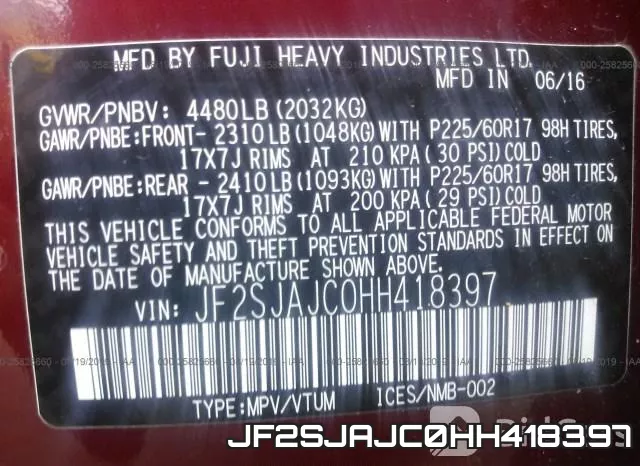 JF2SJAJC0HH418397
