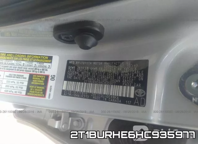 2T1BURHE6HC935977