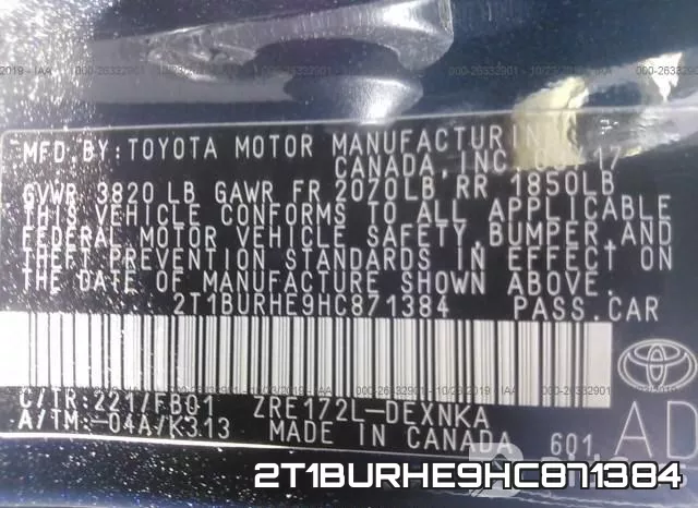 2T1BURHE9HC871384