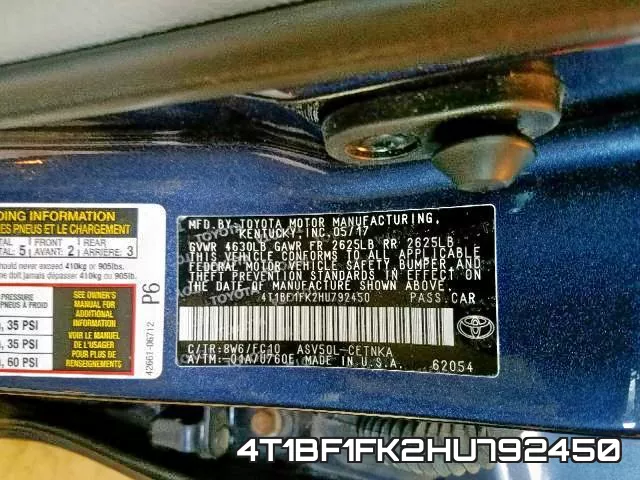 4T1BF1FK2HU792450