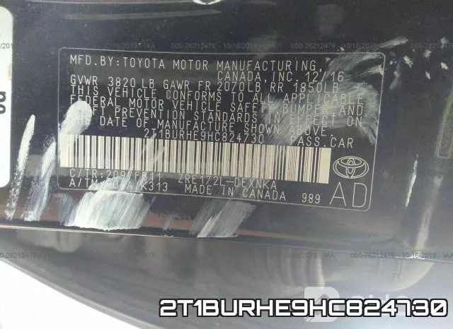 2T1BURHE9HC824730
