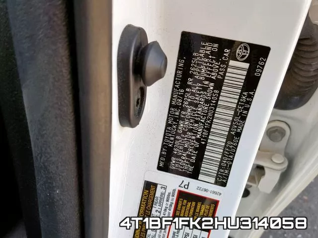 4T1BF1FK2HU314058