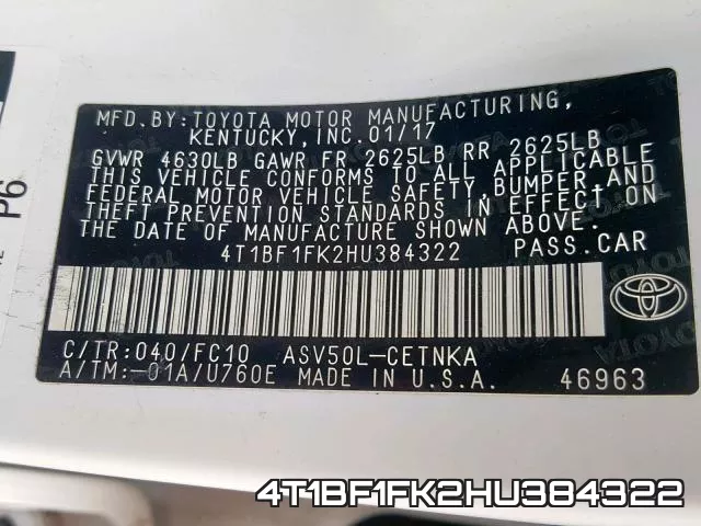 4T1BF1FK2HU384322