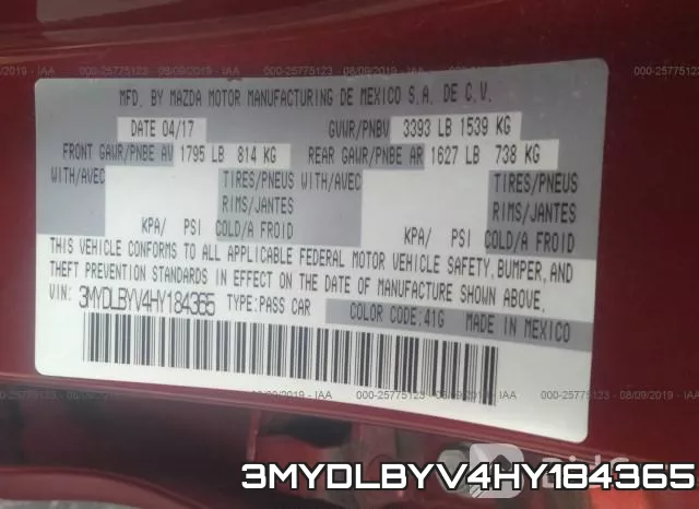 3MYDLBYV4HY184365