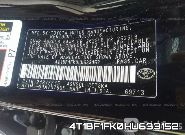 4T1BF1FK0HU633152
