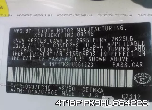 4T1BF1FK9HU664223