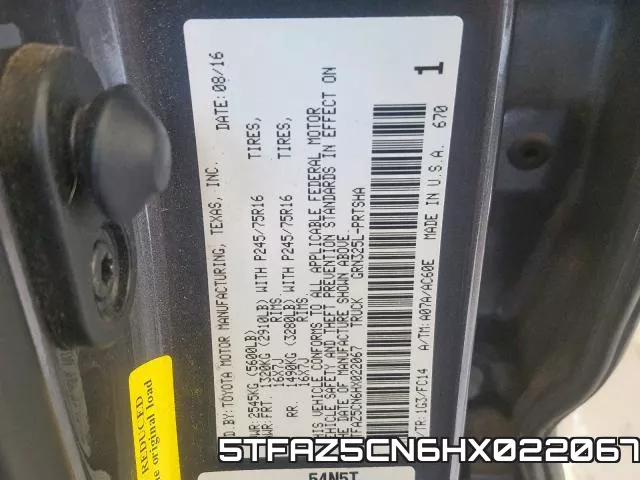 5TFAZ5CN6HX022067