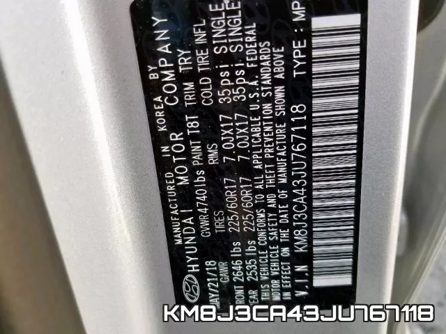 KM8J3CA43JU767118