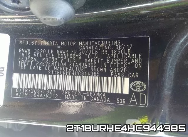 2T1BURHE4HC944385