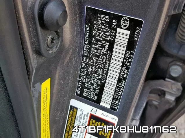 4T1BF1FK8HU811762