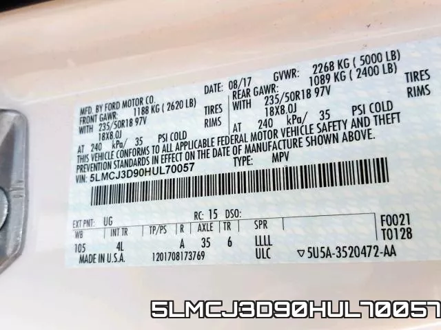 5LMCJ3D90HUL70057