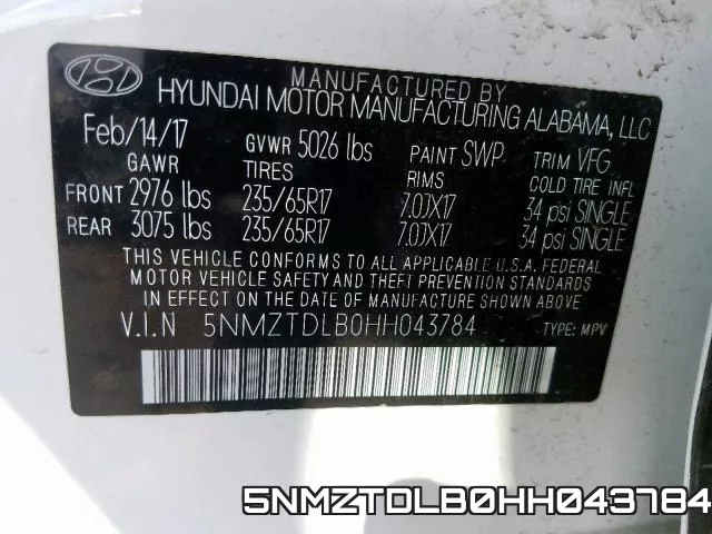 5NMZTDLB0HH043784