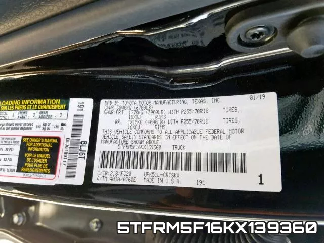 5TFRM5F16KX139360