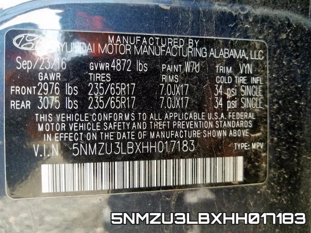 5NMZU3LBXHH017183