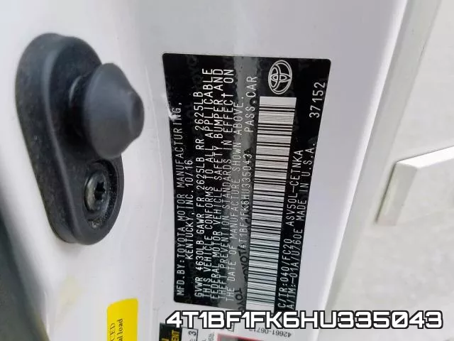 4T1BF1FK6HU335043