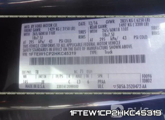 1FTEW1CP2HKC45319