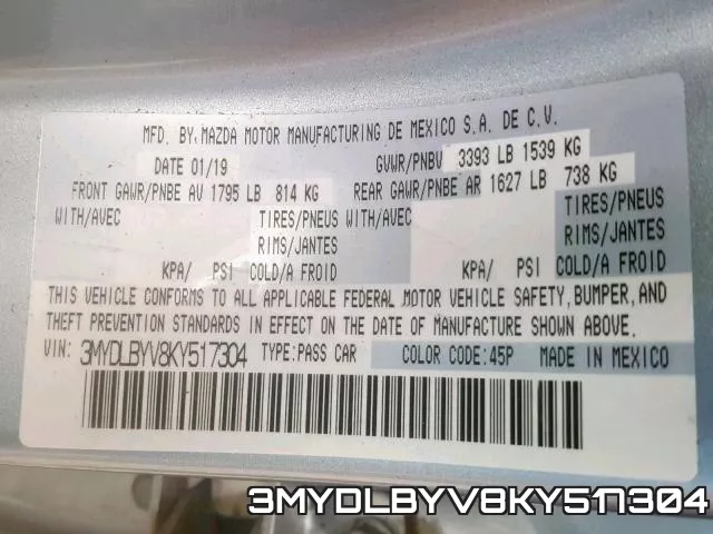 3MYDLBYV8KY517304