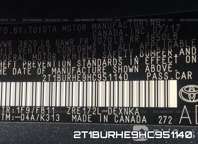 2T1BURHE9HC951140