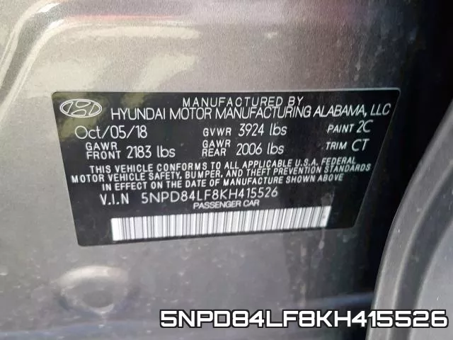 5NPD84LF8KH415526