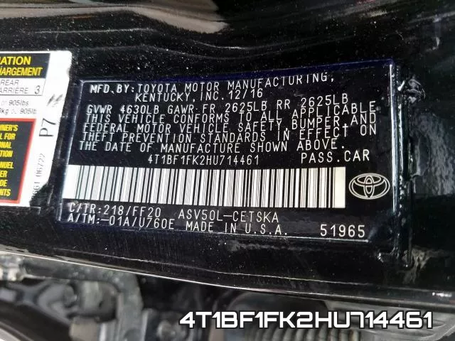 4T1BF1FK2HU714461