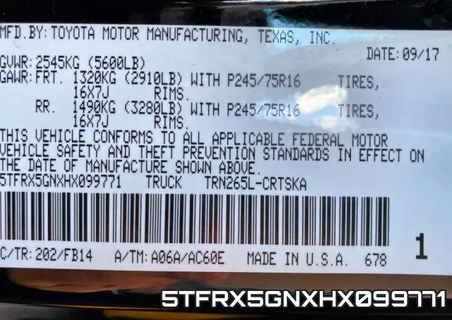 5TFRX5GNXHX099771