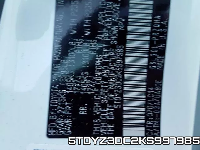 5TDYZ3DC2KS997985