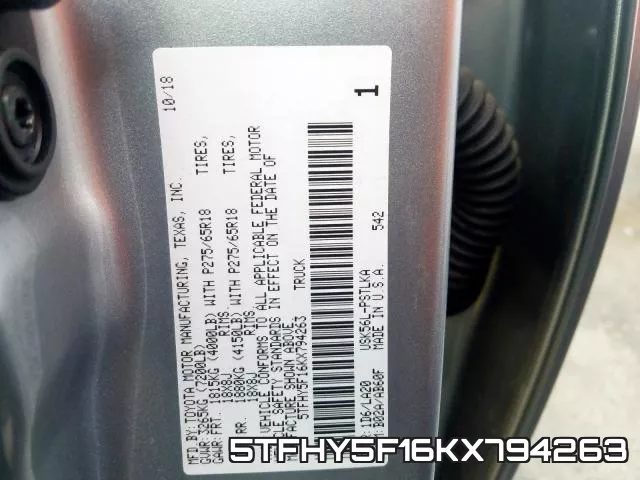 5TFHY5F16KX794263